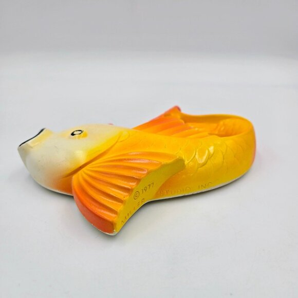 Vintage Koi Goldfish Fish Chalkware Orange Yellow Miller Studio 1977 MCM Read - Picture 16 of 16